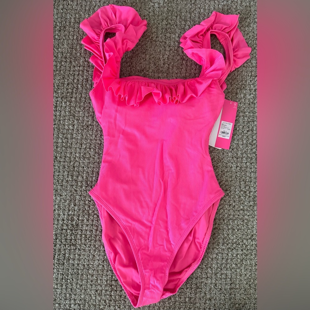 NWT Lilly Pulitzer Aemma Ruffle One-Piece Swimsuit, Size 6